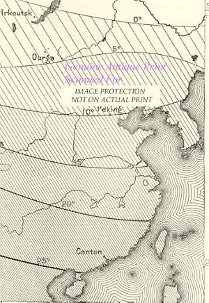 Isothermals of China,Antique Topographical Weather Map