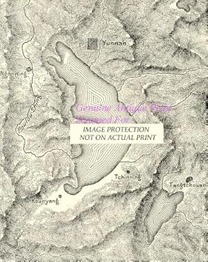 Yunnan Province in China,Antique Topographical Map