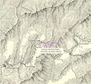 Course of the Yangtze River above the Gorge,Antique Topographical Map