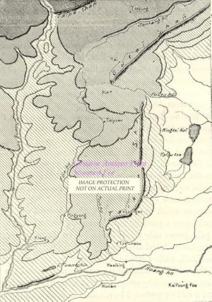 Terrace Lands of Shansi in Shansi Province,China,1800s Antique Map