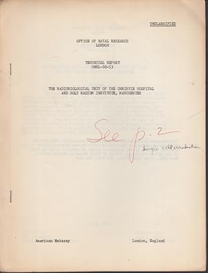 Imagen del vendedor de Office Naval Research London 1953 Christie Hospital & Holt Radium Institute a la venta por The Jumping Frog