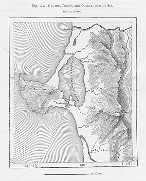 Ogasima Island and the Ohokata-Hatsiro Sea,Antique Relief Map