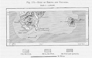 Gulf of Simoda and Ohosima,Antique Relief Map