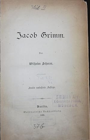 Bild des Verkufers fr Jacob Grimm. Zweite verbesserte Auflage. zum Verkauf von Antiquariat Bookfarm