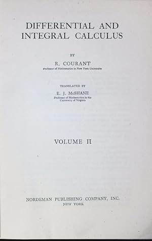 Image du vendeur pour DIFFERENTIAL AND INTEGRAL CALCULUS. VOLUME II. mis en vente par Antiquariat Bookfarm