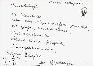 Projekt 1001. Wiedehopf. [Unikat, Original-Schreibarbeit, Gedicht / Unique, original writing piec...