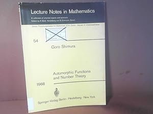 Bild des Verkufers fr Automorphic Functions and Number Theory. (= Lecture Notes in Mathematics, Band 54). zum Verkauf von Antiquariat Deinbacher