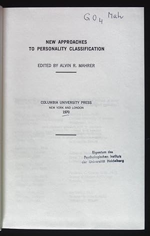 Bild des Verkufers fr New Approaches to Personality Classification. zum Verkauf von books4less (Versandantiquariat Petra Gros GmbH & Co. KG)