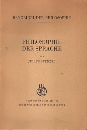 Bild des Verkufers fr Philosophie der Sprache. zum Verkauf von Versandantiquariat Boller