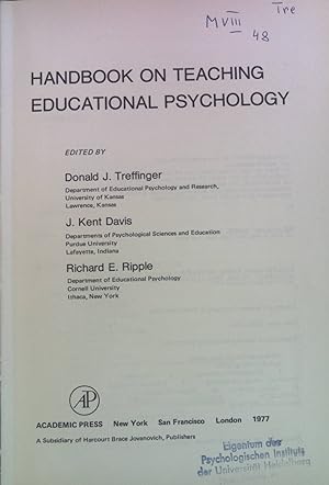 Immagine del venditore per Handbook on Teaching Educational Psychology. Educational Psychology. venduto da books4less (Versandantiquariat Petra Gros GmbH & Co. KG)
