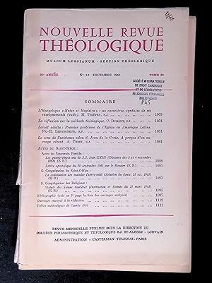 Image du vendeur pour Nouvelle revue thologique n 10 dcembre 1961 tome 83 mis en vente par LibrairieLaLettre2