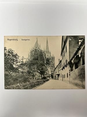 Postkarte 1907 mit Briefmarke an Gasthof goldener Löwe Auerbach Oberpfalz. Regensburg Domgarten