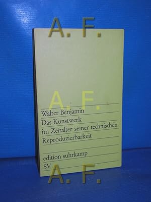 Imagen del vendedor de Das Kunstwerk im Zeitalter seiner technischen Reproduzierbarkeit : 3 Studien zur Kunstsoziologie. Edition Suhrkamp 28 a la venta por Antiquarische Fundgrube e.U.