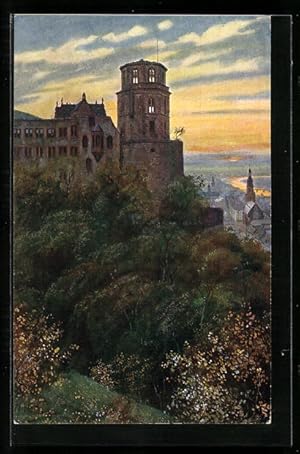 Imagen del vendedor de Knstler-Ansichtskarte Heinrich Hoffmann: Heidelberg, Schloss mit Stadtansicht a la venta por Bartko-Reher