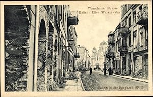 Ansichtskarte / Postkarte Kalisz Kalisch Posen, Warschauer Straße, Ulica Warszawska, Kriegszerstö...