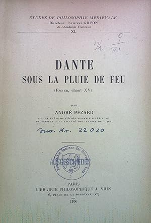 Imagen del vendedor de Dante sous la pluie de feu. tudes de Philosophie Mdival, 40. a la venta por books4less (Versandantiquariat Petra Gros GmbH & Co. KG)