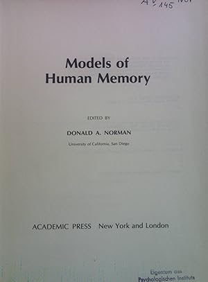 Seller image for Models of Human Memory for sale by books4less (Versandantiquariat Petra Gros GmbH & Co. KG)