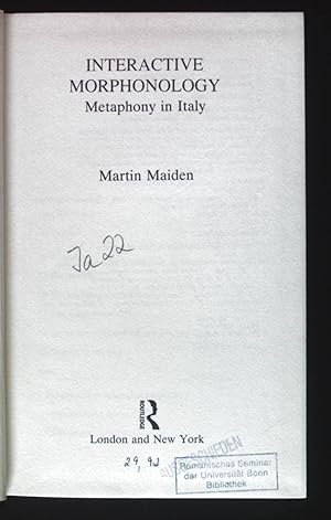 Imagen del vendedor de Interactive Morphonology: Metaphony in Italy. Croom Helm Romance Linguistics Series a la venta por books4less (Versandantiquariat Petra Gros GmbH & Co. KG)