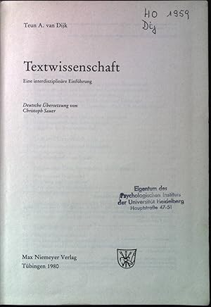 Bild des Verkufers fr Textwissenschaft : e. interdisziplinre Einf. zum Verkauf von books4less (Versandantiquariat Petra Gros GmbH & Co. KG)