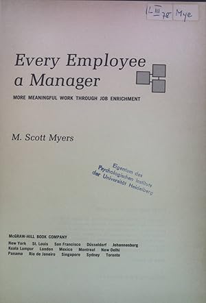 Bild des Verkufers fr Every Employee a Manager: More Meaningful Work through Job Enrichment. zum Verkauf von books4less (Versandantiquariat Petra Gros GmbH & Co. KG)