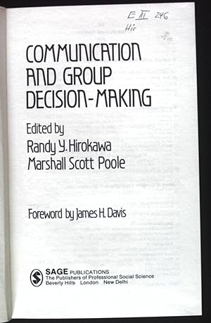 Seller image for Communication and Group Decision-Making. Sage Focus Editions for sale by books4less (Versandantiquariat Petra Gros GmbH & Co. KG)