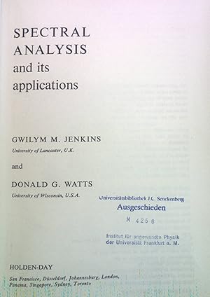 Bild des Verkufers fr Spectral Analysis and its Application. Holden-Say Series in Time Series Analysis zum Verkauf von books4less (Versandantiquariat Petra Gros GmbH & Co. KG)