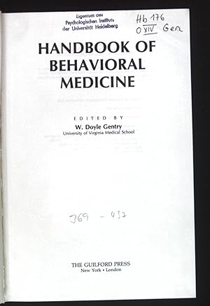 Bild des Verkufers fr Handbook of Behavioral Medicine. zum Verkauf von books4less (Versandantiquariat Petra Gros GmbH & Co. KG)