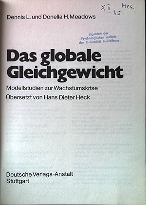 Seller image for Das globale Gleichgewicht : Modellstudien z. Wachstumskrise. for sale by books4less (Versandantiquariat Petra Gros GmbH & Co. KG)