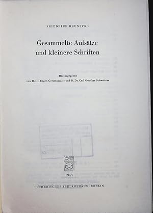 Bild des Verkufers fr Gesammelte Aufstze und kleinere Schiriften. zum Verkauf von Antiquariat Bookfarm