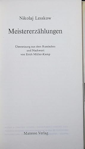 Bild des Verkufers fr Meistererzhlungen. zum Verkauf von Antiquariat Bookfarm