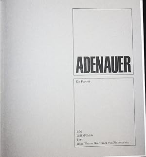 Image du vendeur pour Adenauer. Ein Portrat. mis en vente par Antiquariat Bookfarm