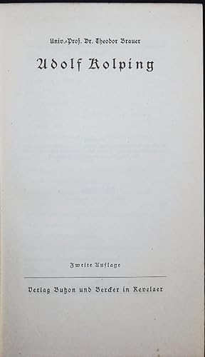 Seller image for Adolf Kolping. Zweite Auflage. for sale by Antiquariat Bookfarm