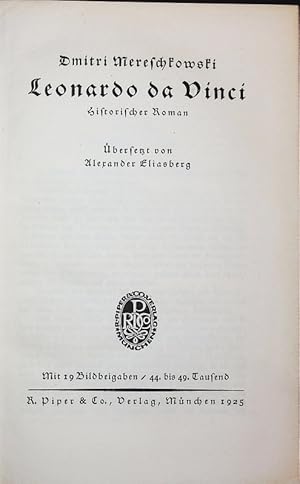 Imagen del vendedor de Leonardo da Vinci. Historischer Roman. a la venta por Antiquariat Bookfarm