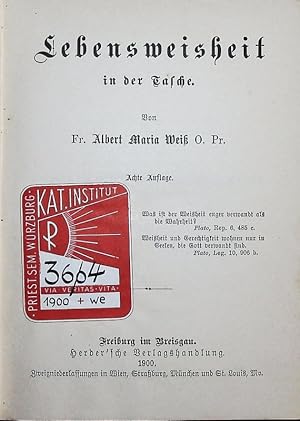 Bild des Verkufers fr Lebensweisheit in der Tasche. zum Verkauf von Antiquariat Bookfarm