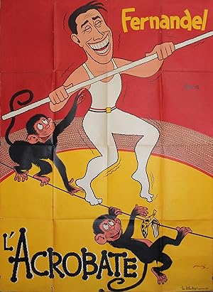 "L'ACROBATE" Réalisé par Jean BOYER en 1940 au cirque MEDRANO avec FERNANDEL / Affiche française ...