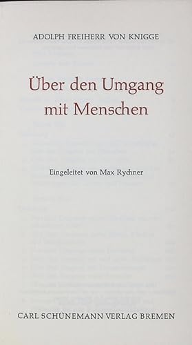 Seller image for ber den Umgang mit Menschen. for sale by Antiquariat Bookfarm
