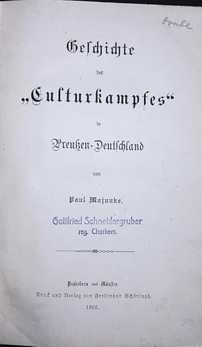 Imagen del vendedor de Geschichte des "Kulturkampfes" in Preussen-Deutschland. a la venta por Antiquariat Bookfarm