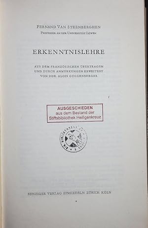 Seller image for ERKENNTNISLEHRE. for sale by Antiquariat Bookfarm