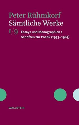 Bild des Verkufers fr Smtliche Werke : Essays und Monographien 1. Schriften zur Poetik (1953-1967) zum Verkauf von AHA-BUCH GmbH