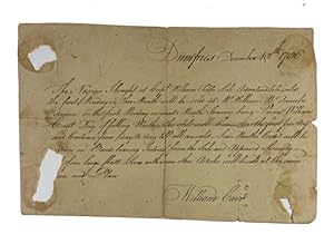 William Carr advises that the slaves he bought at Capt. William Tebbs sale with be offered for sa...