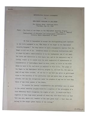 The Place of the Negro in the Employment Security Program. Hon.Peter T. Swanish Illinois State De...