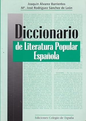 Imagen del vendedor de Diccionario de literatura popular espaola a la venta por LIBRERA GULLIVER