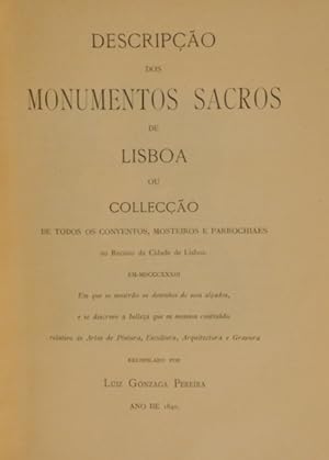 MONUMENTOS SACROS DE LISBOA EM 1833.
