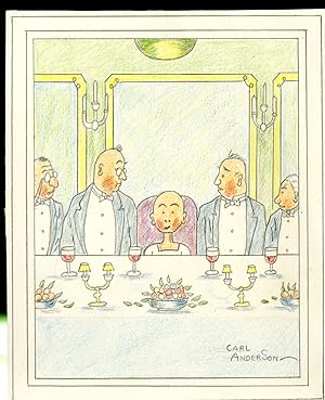 Image du vendeur pour Original Color Drawing of Comic Character Henry (at dinner) mis en vente par Pazzo Books