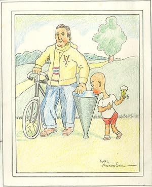 Image du vendeur pour Original Color Drawing of Comic Character Henry (with ice cream cone) mis en vente par Pazzo Books