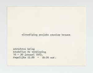 Exhibition card: uitnodiging projekt stanley brouwn (10-30 January 1972)