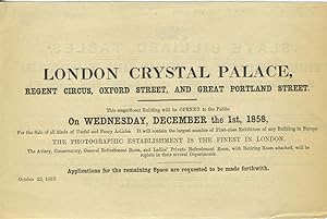 London Crystal Palace, Regent Circus, Oxford Street, and Great Portland Street. 'Photographic Est...
