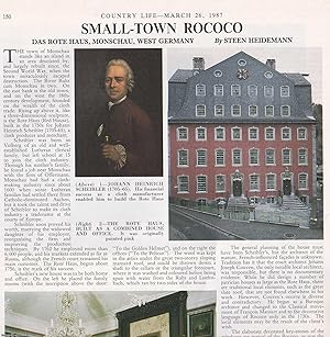 Image du vendeur pour Das Rote Haus, Monschau, West Germany; Small Town Rococo. Several pictures and accompanying text, removed from an original issue of Country Life Magazine, 1987. mis en vente par Cosmo Books
