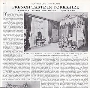 Seller image for Furniture at Burton Constable: French Taste in Yorkshire. Several pictures and accompanying text, removed from an original issue of Country Life Magazine, 1976. for sale by Cosmo Books