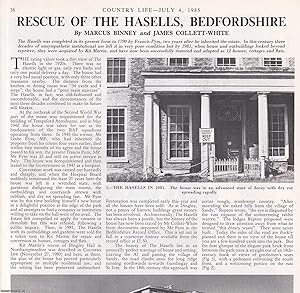 Imagen del vendedor de Rescue of The Hasells, Bedfordshire. Several pictures and accompanying text, removed from an original issue of Country Life Magazine, 1985. a la venta por Cosmo Books